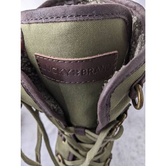 Lucky Brand Alascan Dark Moss / Java Fur Lined Womens Lace Up Green Boots - Sz 9 - Picture 5 of 7